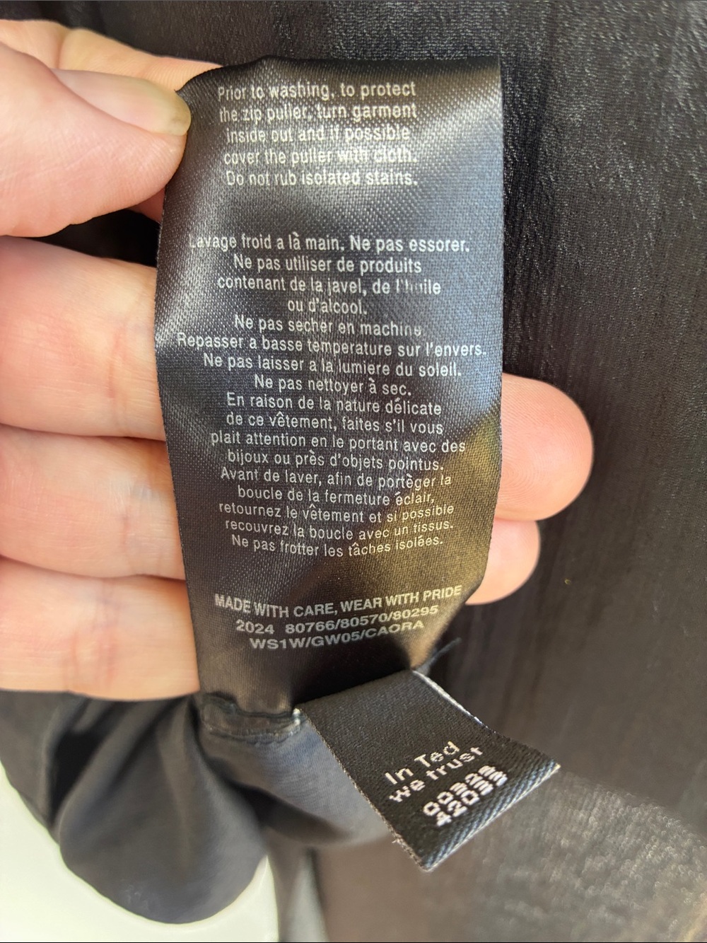 Ted Baker London Black Shiny Zip-Front Short Sleeve Top Gold Hardware - Picture 8 of 8